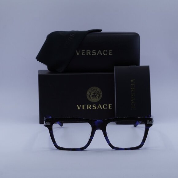 Versace VE3354F 5460 Rectangle Eyeglasses 55mm – Top Black/Havana Blue - Picture 4 of 10